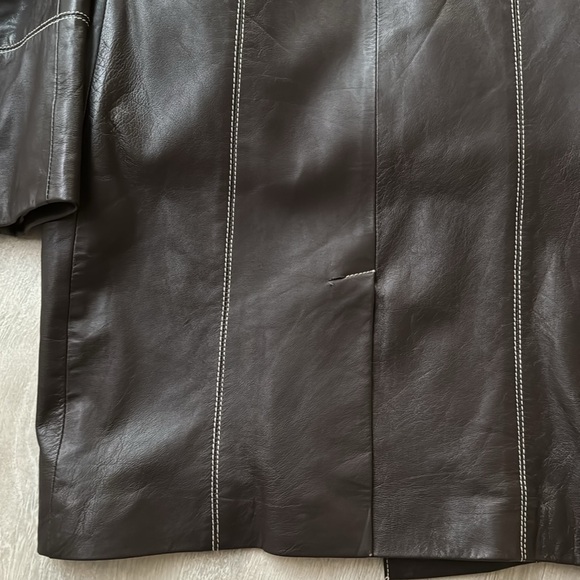 🤎✨Brown GENUINE LEATHER Trench Coat Jacket✨🤎 Size XS to S - Picture 7 of 7